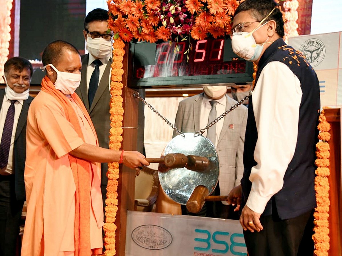 U.P. chief minister Yogi Adityanath at BSE. The state government is aggressively pursuing a development agenda.