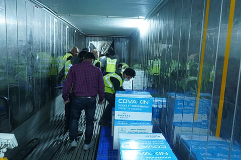 Bharat Biotech's Covaxin being prepared for dispatch. 