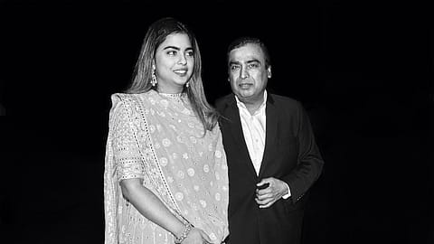 RIL chairman Mukesh Ambani with daughter Isha Ambani