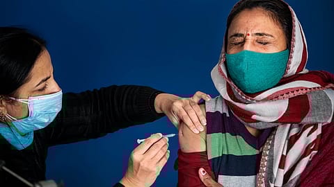 India began its vaccination drive on January 16. This photo is from a vaccine camp in Gurugram.