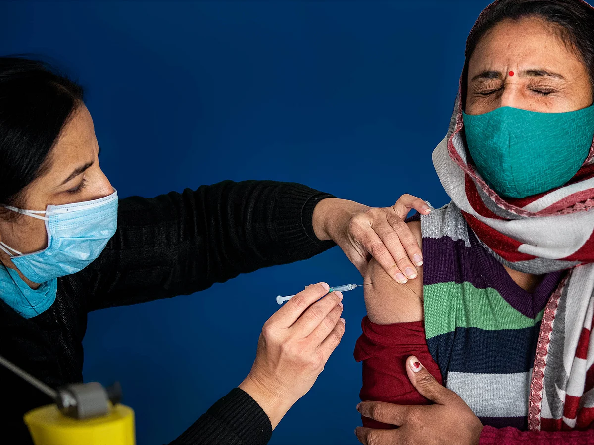 India began its vaccination drive on January 16. This photo is from a vaccine camp in Gurugram.