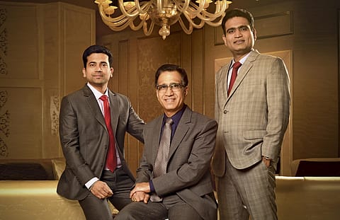 T.S. Kalyanaraman (centre), chairman and managing director, Kalyan Jewellers; T.K. Seetharam, executive director; and T. K. Ramesh (left), executive director.