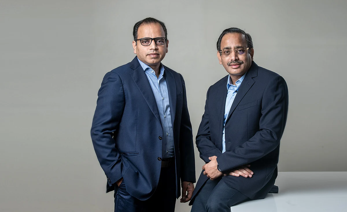 From Left: Rajdip Gupta is the Managing Director and Group CEO of Route Mobile and Sandipkumar Gupta, Chairman, Route  