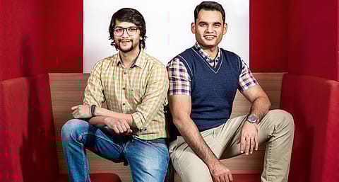 Urban Company co-founders
Raghav Chandra (left)
and Abhiraj Bhal. They started
Urban Company along with
Varun Khaitan (not in picture).