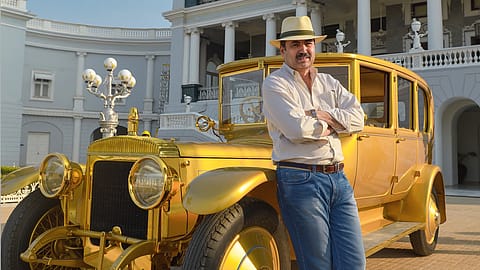Makeover agent Rana Manvendra Singh with the 1919 Gold Daimler 45 HP he restored for Seth Hukumchand of Indore.