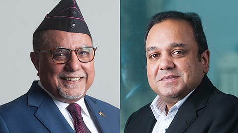 Zee founder Subhash Chandra (left) and his son Punit Goenka.