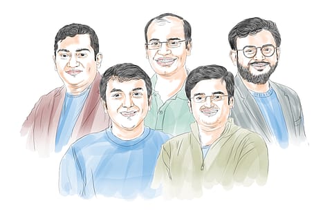 Prescription Play—From left: Harsh Parekh, Dharmil Sheth, Hardik Dedhia, Siddharth Shah and Dhaval Shah