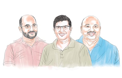 UPI magicians—From left: Sameer Nigam, Rahul Chari and Burzin Engineer