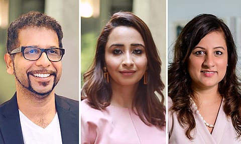 From left: Group founder and CEO Darpan Sanghvi and co-founders Priyanka Gill and Naiyya Saggi