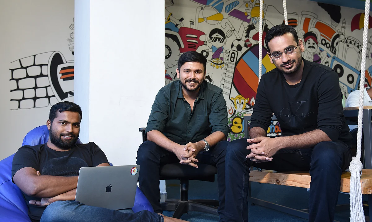 In pic, ShareChat parent Mohalla Tech's founders: (left to right) Bhanu Pratap Singh (CTO and co-founder), Farid Ahsan (COO and co-founder) and Ankush Sachdeva (CEO and co-founder).