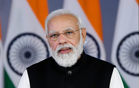 Prime Minister, Narendra Modi delivers ‘State of the World’ special address at the World Economic Forum’s Davos Agenda 2022 through video conferencing, in New Delhi on January 17, 2022.