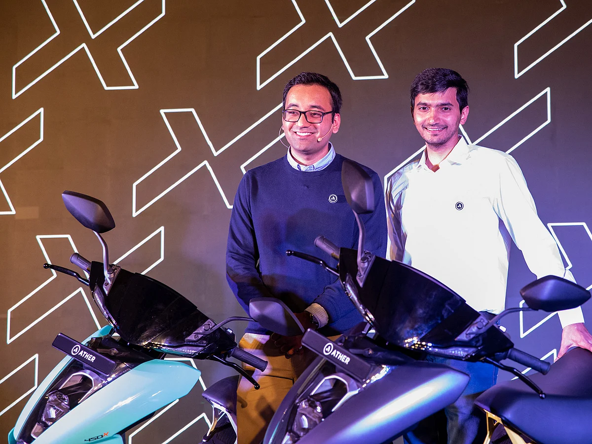 Tarun Mehta (left) and Swapnil Jain, co-founders, Ather Energy