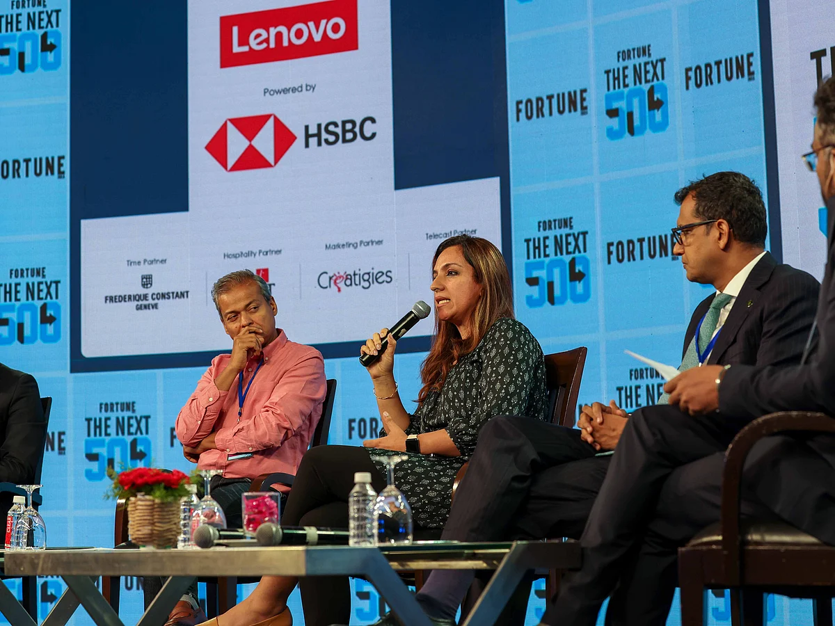(From left) Nikhil Singhal, director, HSBC India; Lalit Agarwal, MD, V-Mart; Rashima Misra, co-founder, Milk Mantra; Sanjesh Thakur, partner, Deloitte India