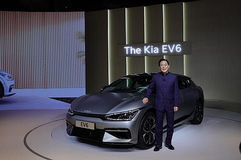 Tae-Jin Park, MD & CEO, Kia India, at the launch of the Kia EV6 in New Delhi today.