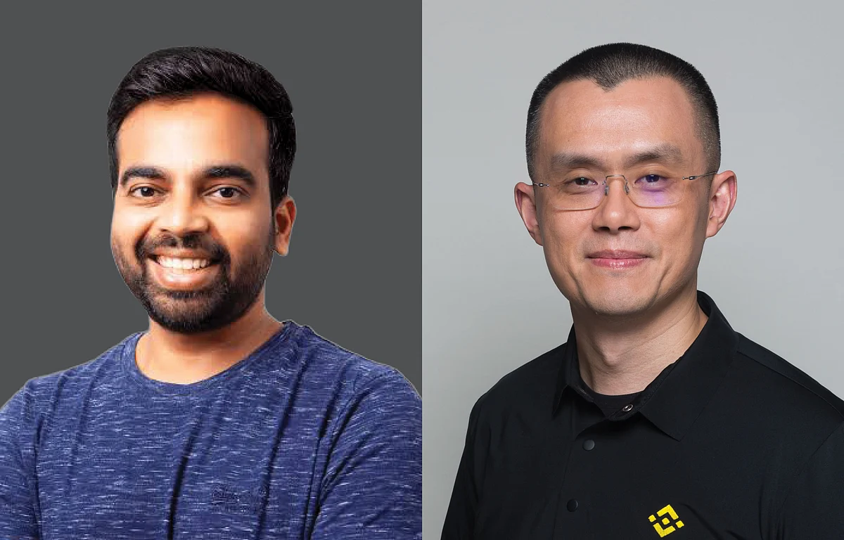 WazirX co-founder Nischal Shetty and Binance founder Changpeng Zhao 