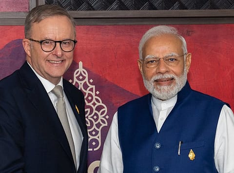Australia PM Anthony Albanese with Prime Minister Narendra Modi at G20 Summit in Bali, Indonesia.