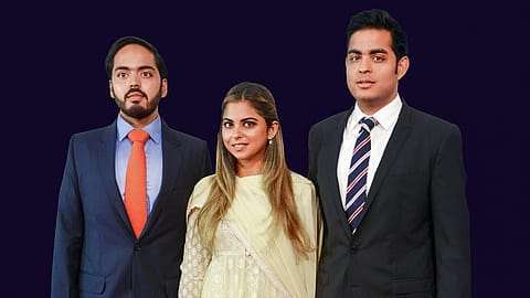 From left: Anant, Isha and Akash Ambani