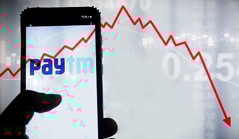 Shares of One 97 Communications, parent of Paytm, decline 20% to ₹608.8 on the BSE 