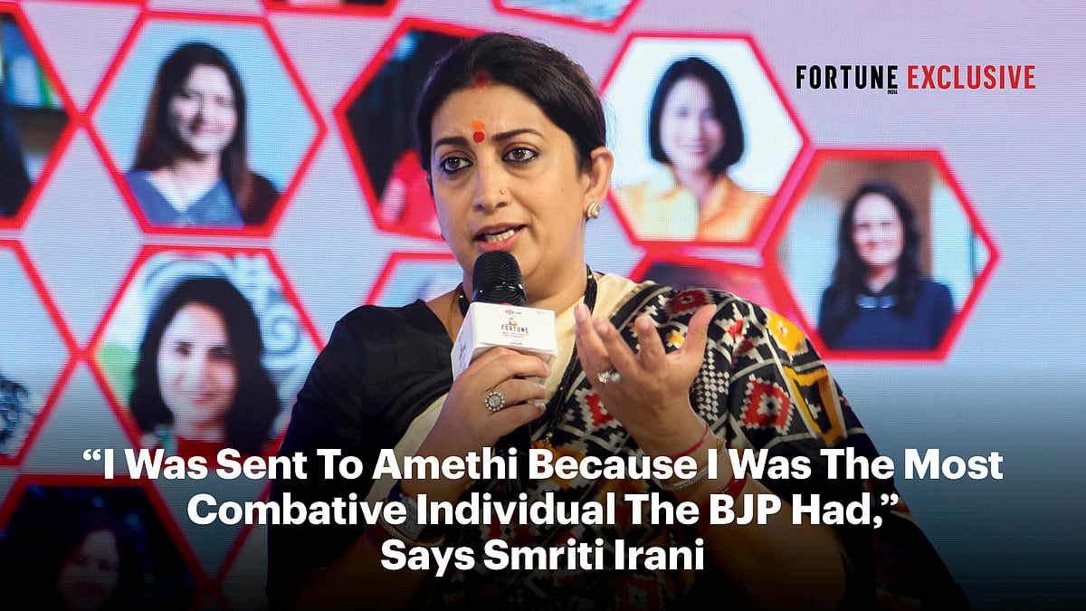 Fortune India MPW: "I was sent to Amethi because I was the most combative individual the BJP had," says Smriti Irani