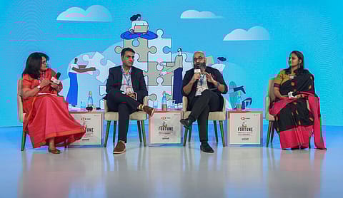(From left to right) Ajita Shashidhar, Editor-at-Large, Fortune India; Karana Totlani, Director, Corporate Services, Sodexo India; Rohin Nadir, Associate Partner, KPMG in India; and Mahika Shishodia, Head of Social Impact, Lodha group