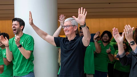 Apple CEO Tim Cook is pictured here during his visit to India to inaugurate the Apple retail store in Saket, Delhi.