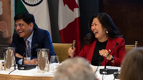 Union Commerce Minister Piyush Goyal with Mary Ng, Minister of International Trade, Export Promotion, Small Business and Economic Development, Government of Canada