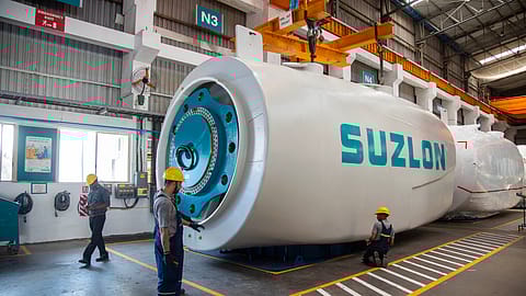 Shares of Suzlon Energy rose 4.9% to hit a high of ₹46.23 on the BSE.