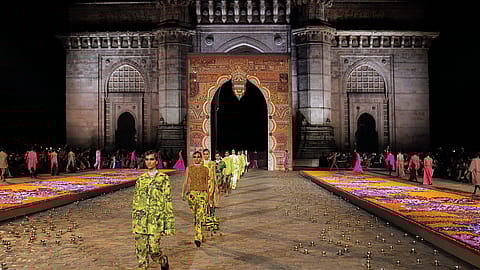 Models on the runway at Dior 
Pre-Fall 2023 Fashion Show in Mumbai.