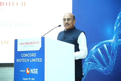 The shares of Concord Biotech listed at ₹900.05 on the BSE and NSE on Friday