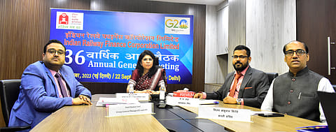 Shelly Verma (centre), Chairman and Managing Director (Additional Charge) and Director (Finance), at the virtual AGM of IRFC