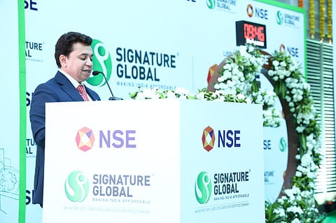 Pradeep Kumar Aggarwal,
Founder & Chairman, Signature Global (India) speaking at listing of the company on the NSE