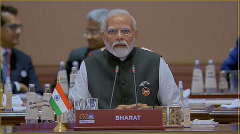 Prime Minister Narendra Modi speaking at G20 Summit in New Delhi
