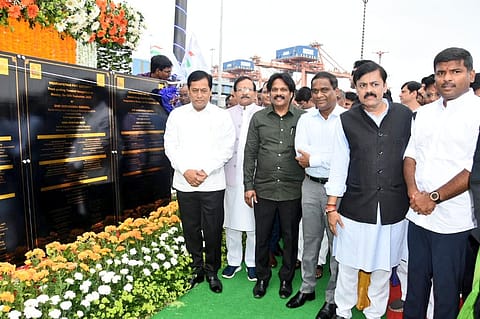 Union minister of ports shipping and waterways Sarbananda Sonowal at the inauguration ceremony of the Vizag International Cruise Terminal