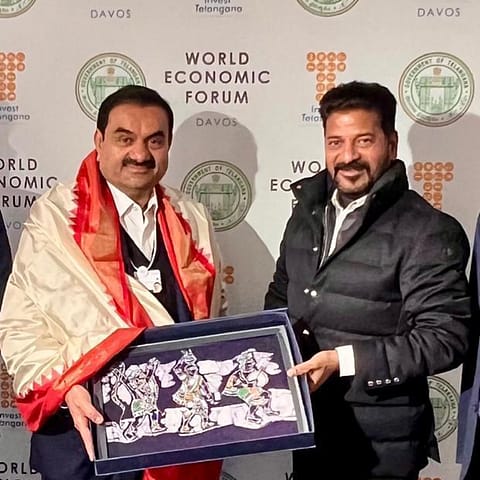 Adani Group chairman Gautam Adani and Telangana CM Revanth Reddy