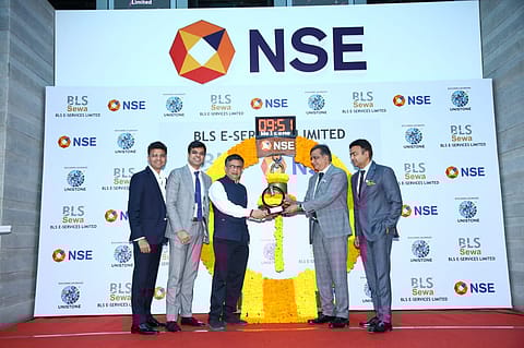 BLS EServices shares were listed on NSE today in Mumbai