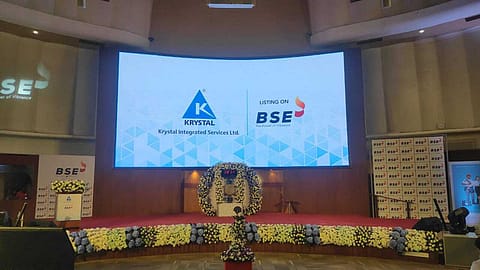 Krystal Integrated Services shares listed at ₹795 apiece on the BSE