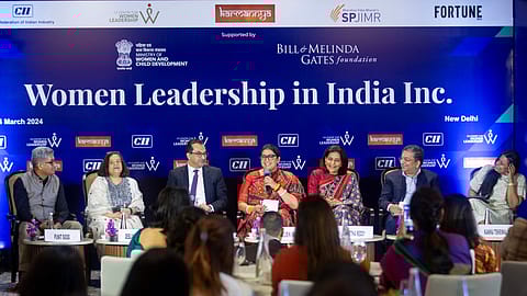 Smriti Irani, Minister of Women and Child Development, speaking at a panel discussion at the launch of the Fortune India-SPJIMR white paper ‘Enhancing Women Leadership In India Inc.’