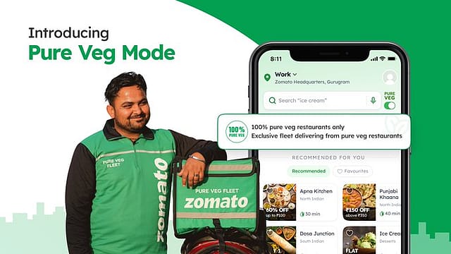 Zomato introduces ‘pure veg mode’ and ‘pure veg fleet’ Zomato introduces ‘pure veg mode’ and ‘pure veg fleet’