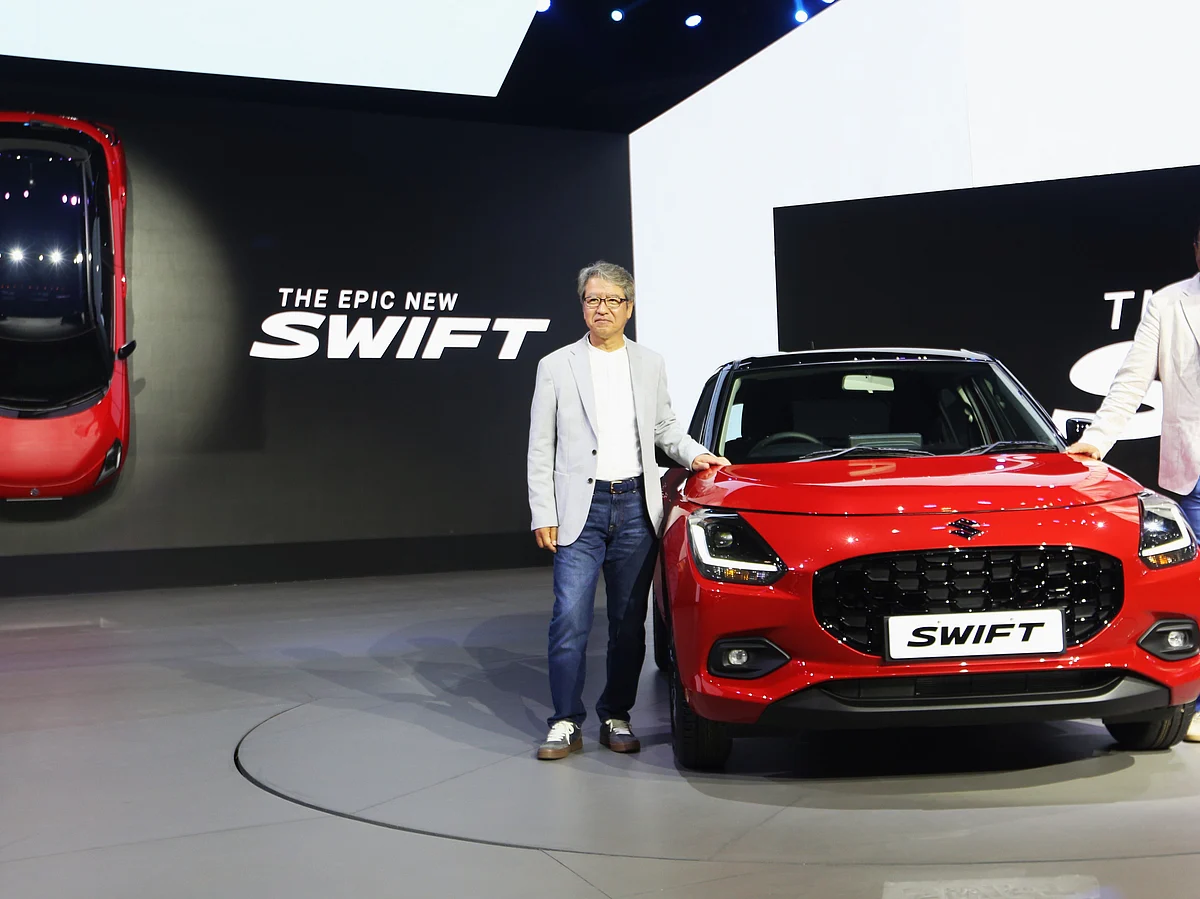 (L-R) Hisashi Takeuchi, MD & CEO, Maruti Suzuki and Partho Banerjee, senior executive officer, Marketing & Sales at the launch of new Swift.