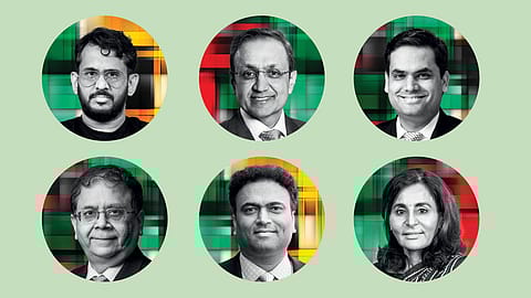 Members of the Jury:
Top row (L-R): Aman Gupta,
Anil Rai Gupta, Ankur Gupta;
Bottom row (L-R): Cyril Shroff,
Rajat Dhawan, Suneeta Reddy