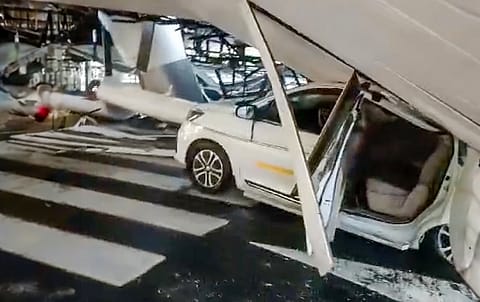 The roof of the Delhi Airport Terminal 1 collapses a day after a similar collapse at the Jabalpur airport was reported; personally monitoring the situation, says MoS Naidu