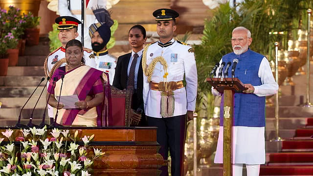 PM Modi signs first file after taking charge for 3rd time PM Modi signs first file after taking charge for 3rd time
