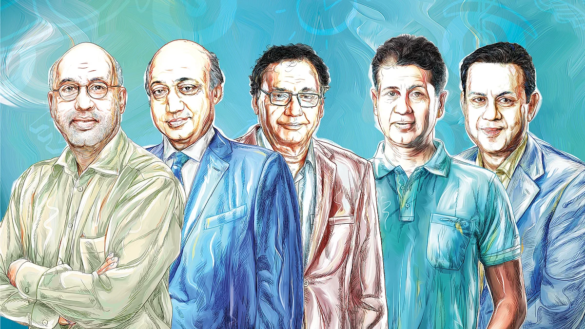 From left — The Bajajs: Shekhar, Madhur, Niraj, Rajiv and Sanjiv