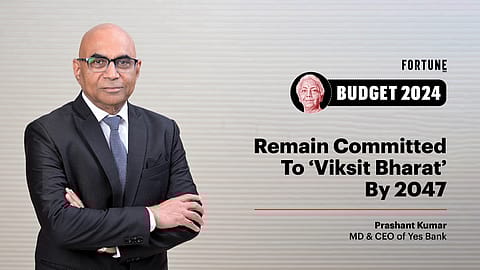 "At YES BANK, we are prepared to support the government’s push to enhance digital infrastructure and promote financial inclusion," says Prashant Kumar