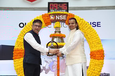 Bhavish Aggarwal, co-founder and CEO of Ola Electric, at listing event of the company on the NSE