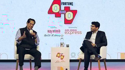 Left to Right - K.V. Kamath and Shashwat Goenka, the Vice Chairman of RP-Sanjiv Goenka Group, at Fortune India 40Under40 Awards event