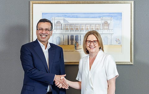 Dr. Sanjiv Goenka, Chairman, RPSG Group and Firstsource, during his meeting with Jacinta Allan, Premier of Victoria, Australia, in New Delhi on Sept 19, 2024.