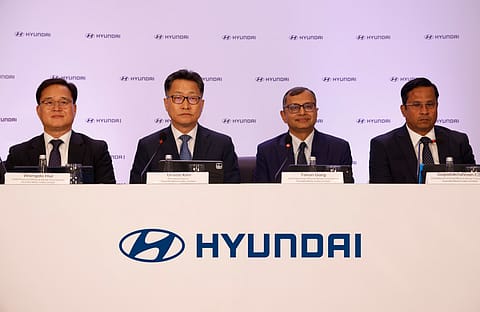 Left to right: Wangdo Hur, CFO & Whole Time Director, Hyundai Motor India; Unsoo Kim, MD; Tarun Garg, COO & Whole Time Director; Gopalakrishnan CS, Chief Manufacturing Officer & Whole Time Director