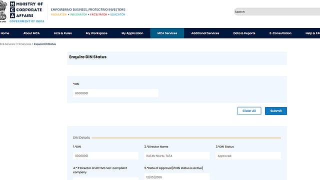 Ratan Tata was Director No.1 in MCA records Ratan Tata was Director No.1 in MCA records