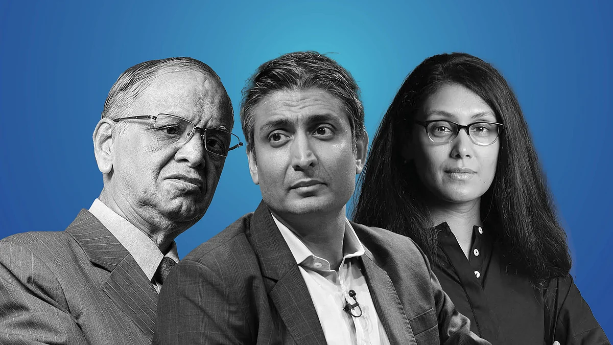 (From left) Narayana Murthy, Rishad Premji, Roshni Nadar